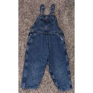 Vintage Oshkosh B'gosh Toddler Girls 3T Denim Bubble Vestbak Bib Overalls